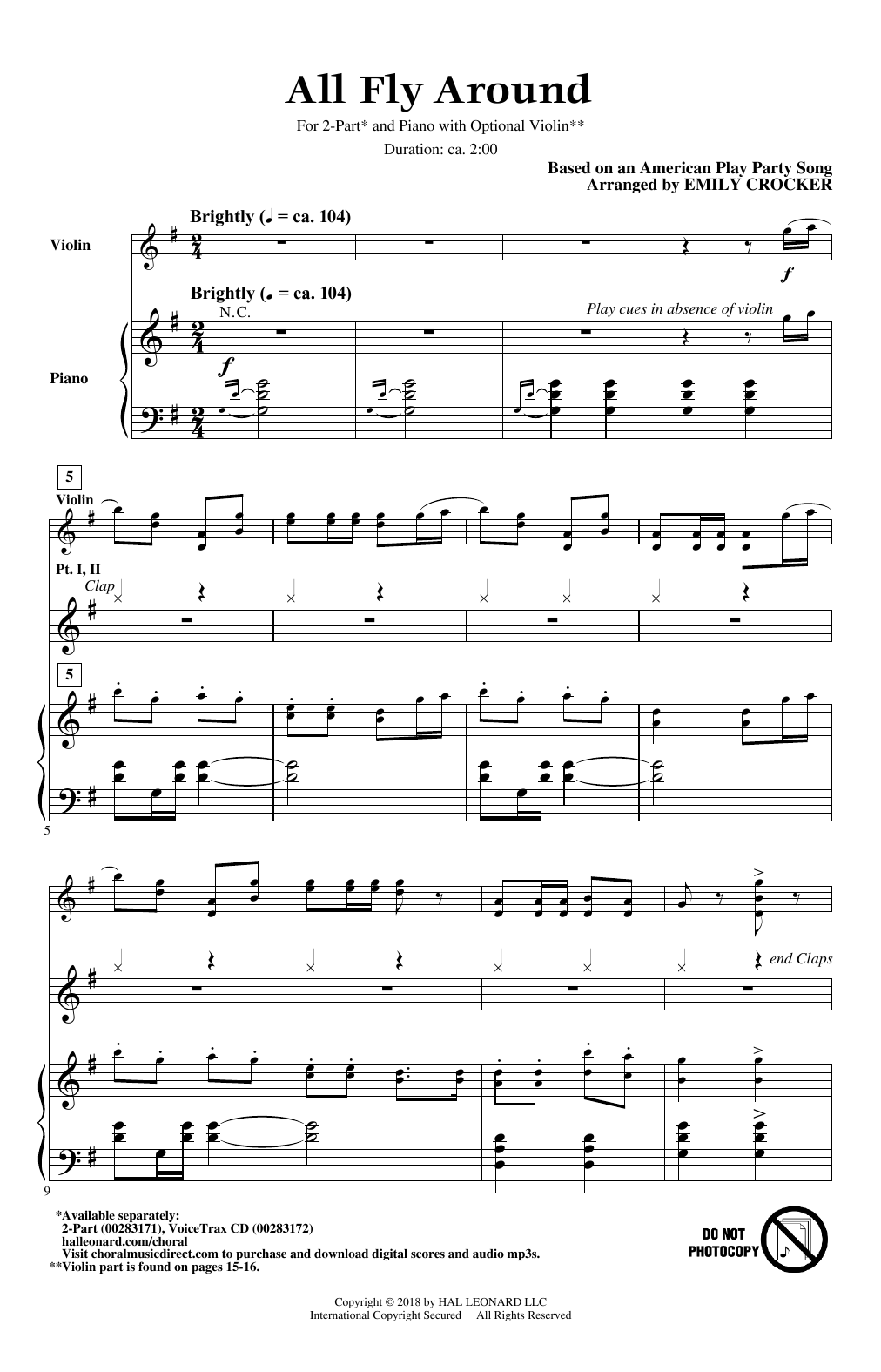Download Emily Crocker All Fly Around Sheet Music and learn how to play 2-Part Choir PDF digital score in minutes