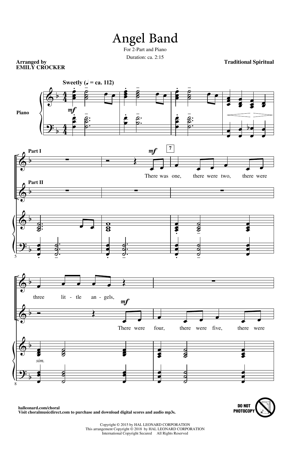 Download Emily Crocker Angel Band Sheet Music and learn how to play 2-Part Choir PDF digital score in minutes