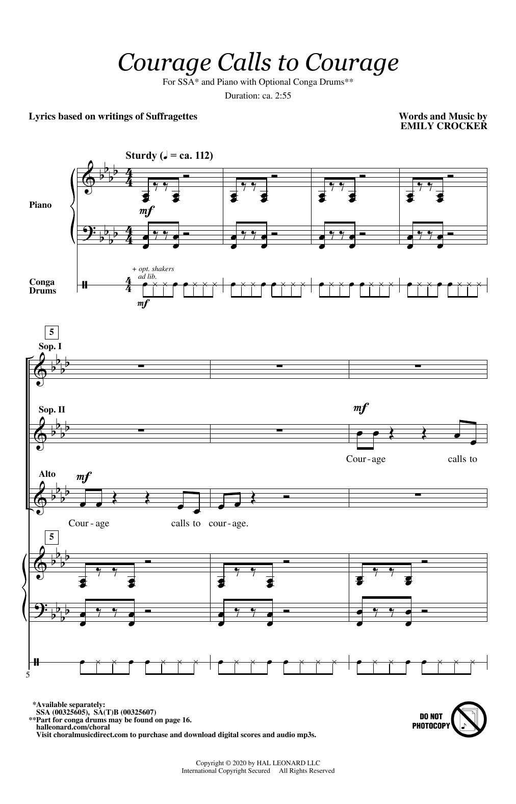 Download Emily Crocker Courage Calls To Courage Sheet Music and learn how to play SATB Choir PDF digital score in minutes