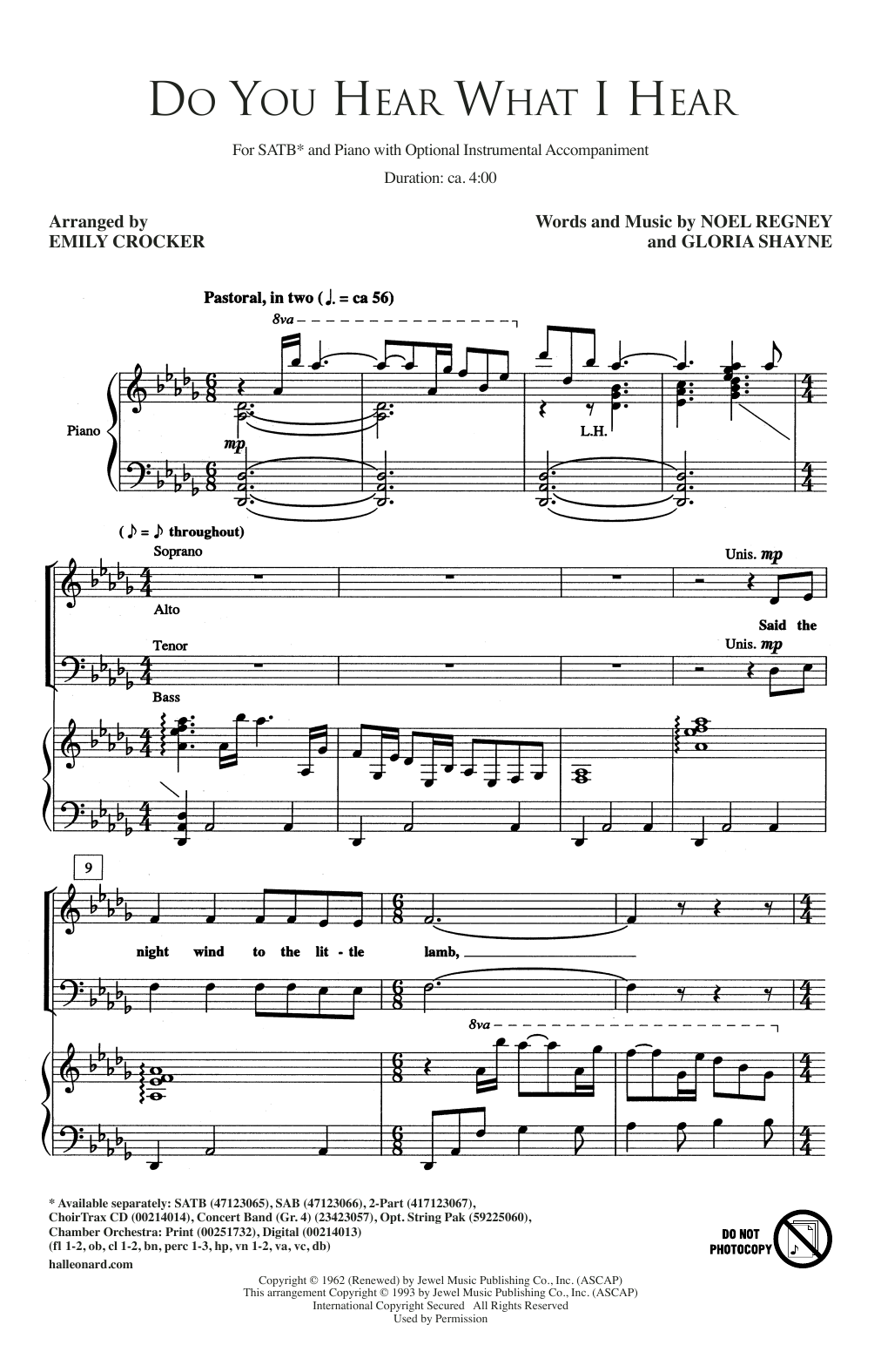 Download Emily Crocker Do You Hear What I Hear Sheet Music and learn how to play SAB PDF digital score in minutes