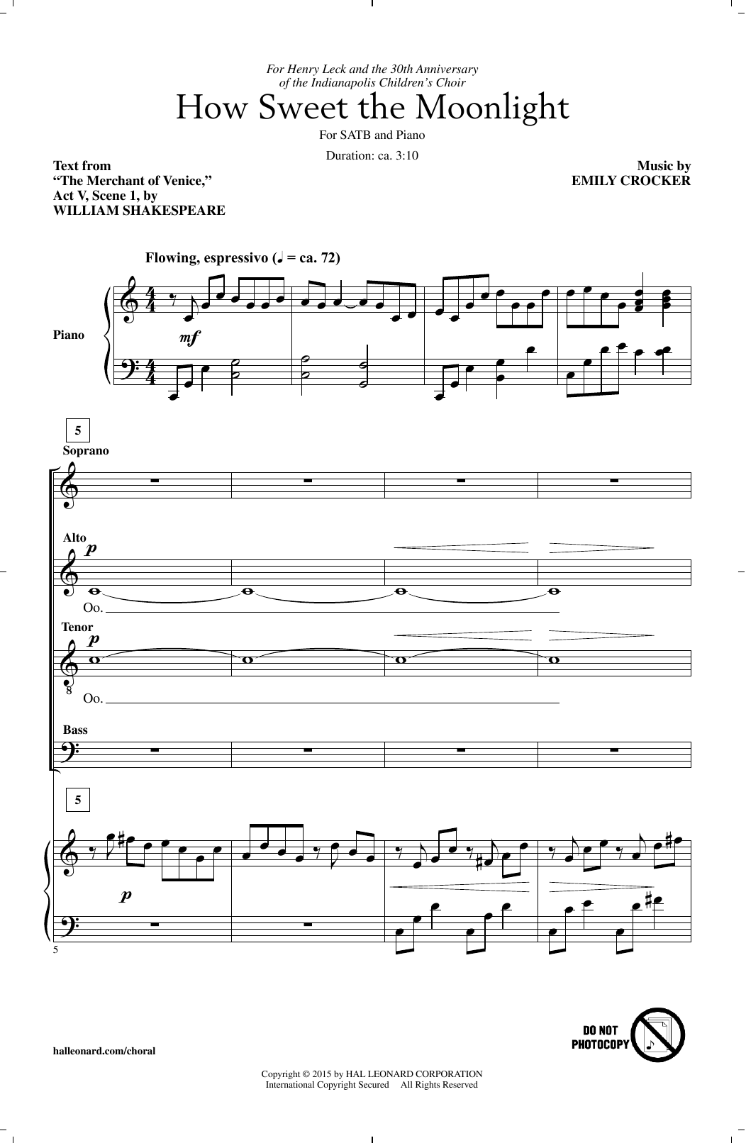 Download Emily Crocker How Sweet The Moonlight Sheet Music and learn how to play SATB PDF digital score in minutes