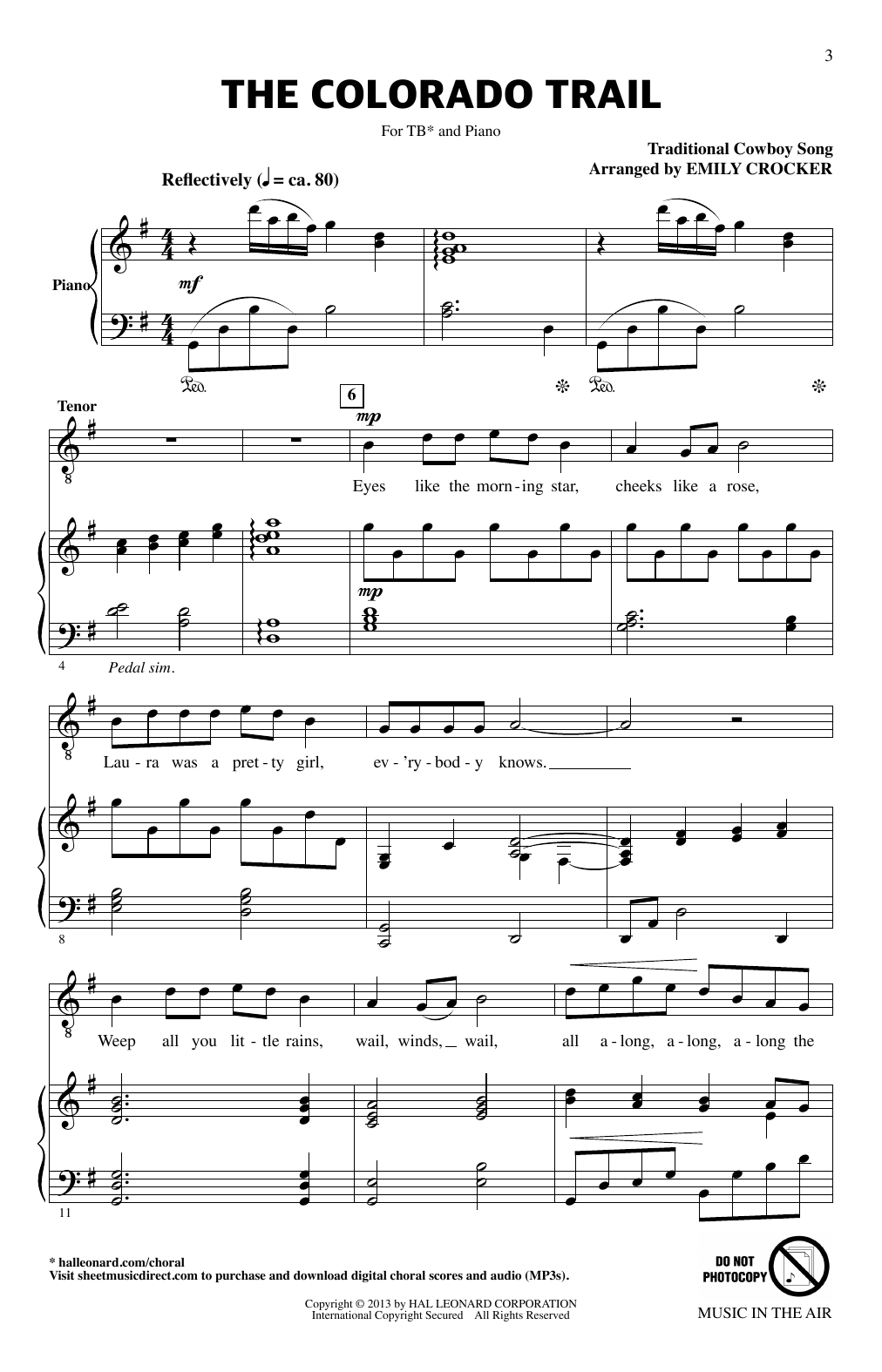 Download Emily Crocker Music In The Air (Collection for the Tenor-Bass Chorus) Sheet Music and learn how to play TB Choir PDF digital score in minutes