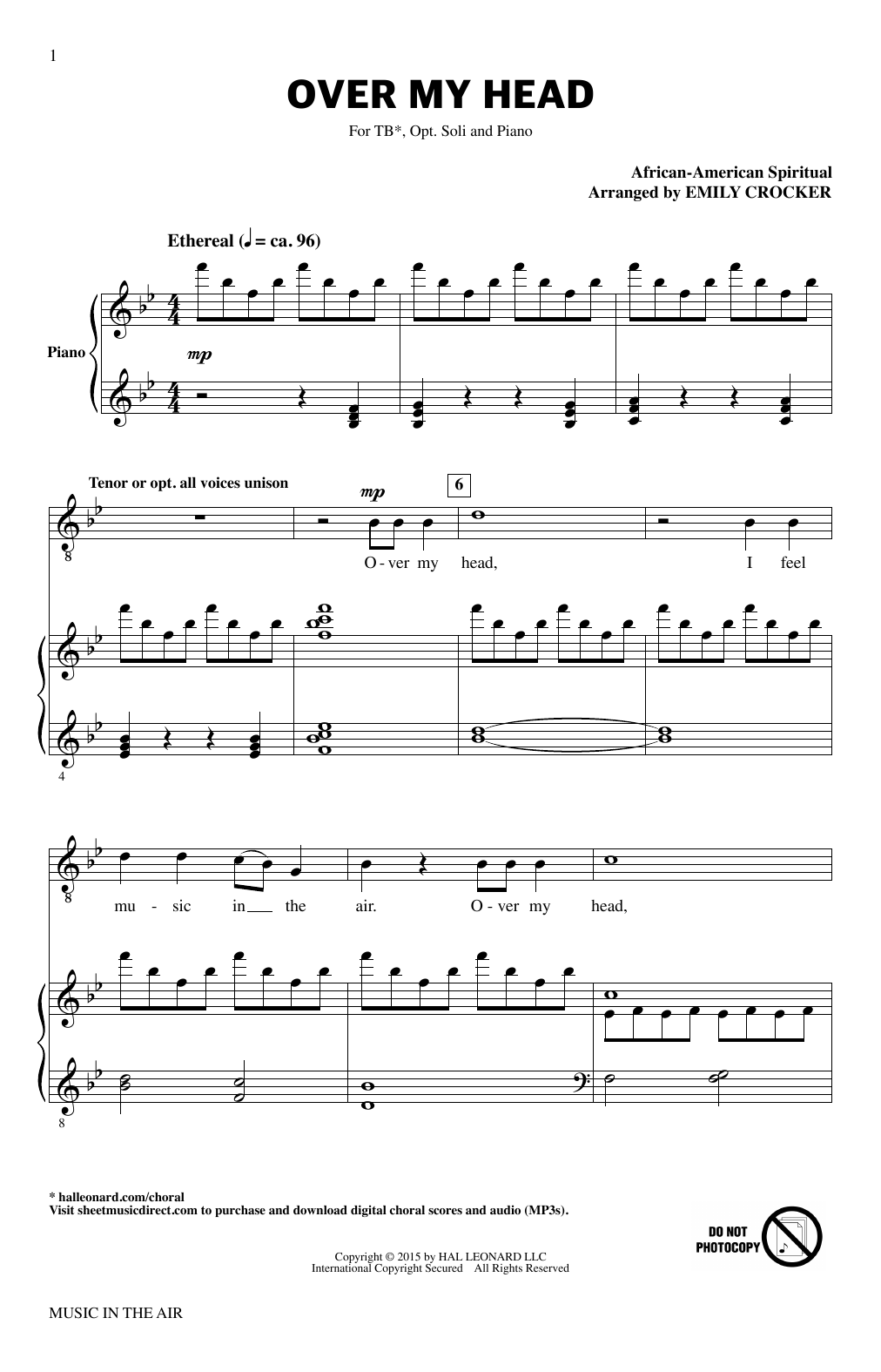 Download Emily Crocker Over My Head (from Music In The Air) Sheet Music and learn how to play TB Choir PDF digital score in minutes