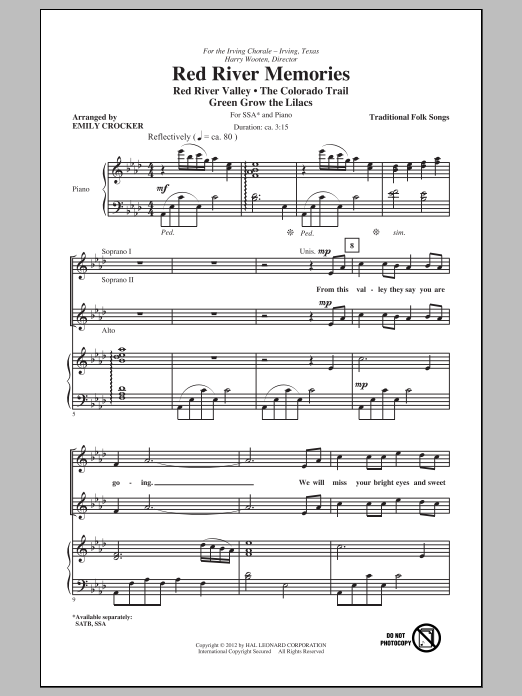 Download Emily Crocker Red River Memories (Medley) Sheet Music and learn how to play SATB PDF digital score in minutes