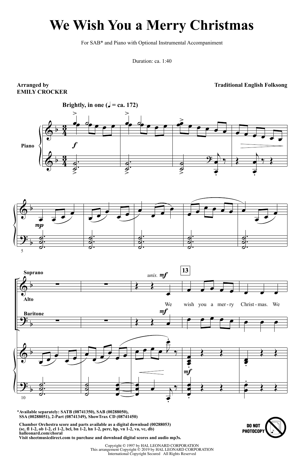 Download Emily Crocker We Wish You A Merry Christmas Sheet Music and learn how to play SATB Choir PDF digital score in minutes