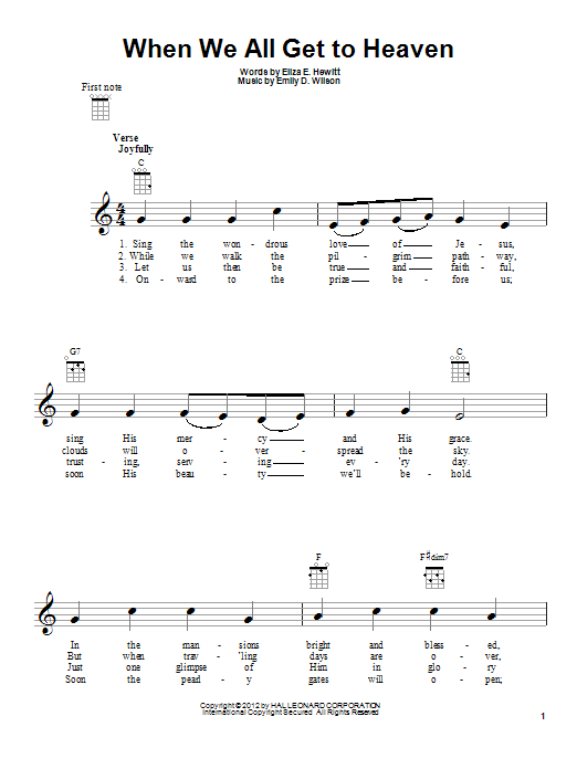 Download Emily D. Wilson When We All Get To Heaven Sheet Music and learn how to play Easy Guitar PDF digital score in minutes
