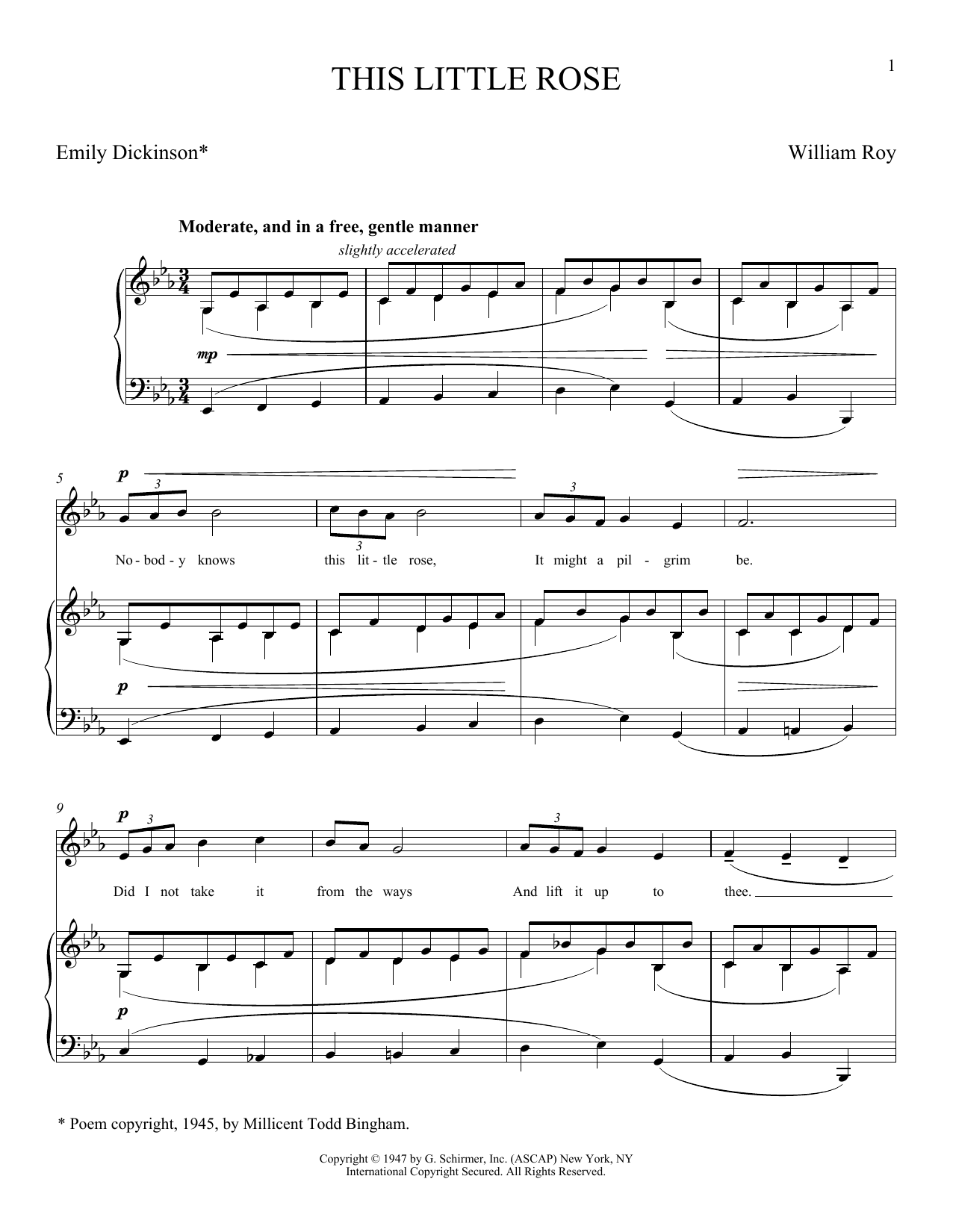 Download Emily Dickinson This Little Rose Sheet Music and learn how to play Piano & Vocal PDF digital score in minutes
