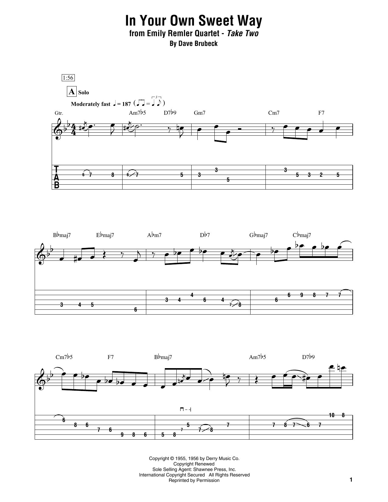 Download Emily Remler Quartet In Your Own Sweet Way Sheet Music and learn how to play Electric Guitar Transcription PDF digital score in minutes