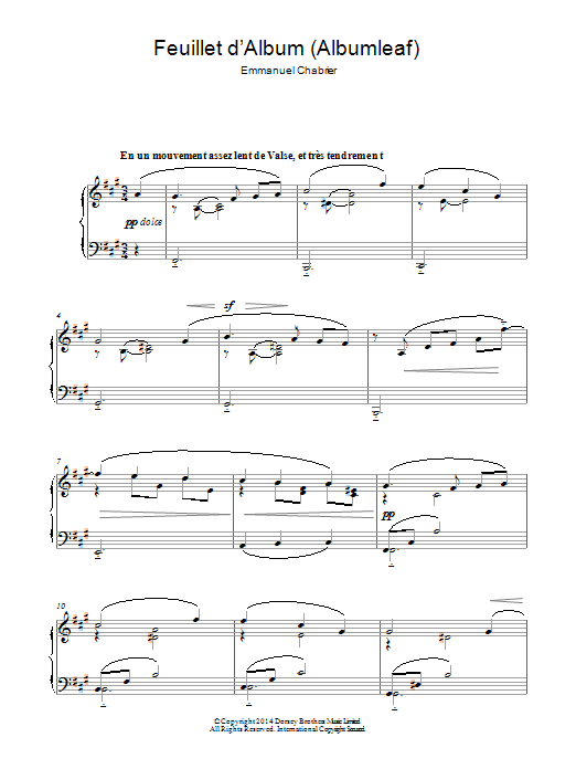Download Emmanuel Chabrier Feuillet D'album Sheet Music and learn how to play Piano PDF digital score in minutes