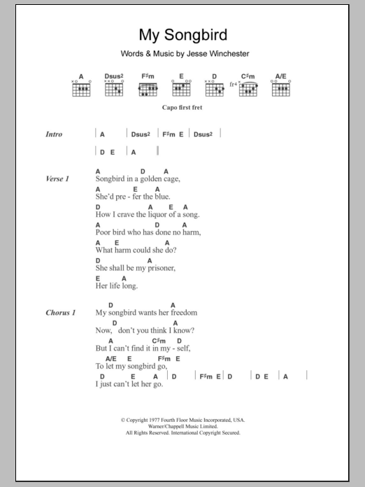 Download Emmylou Harris My Songbird Sheet Music and learn how to play Lyrics & Chords PDF digital score in minutes