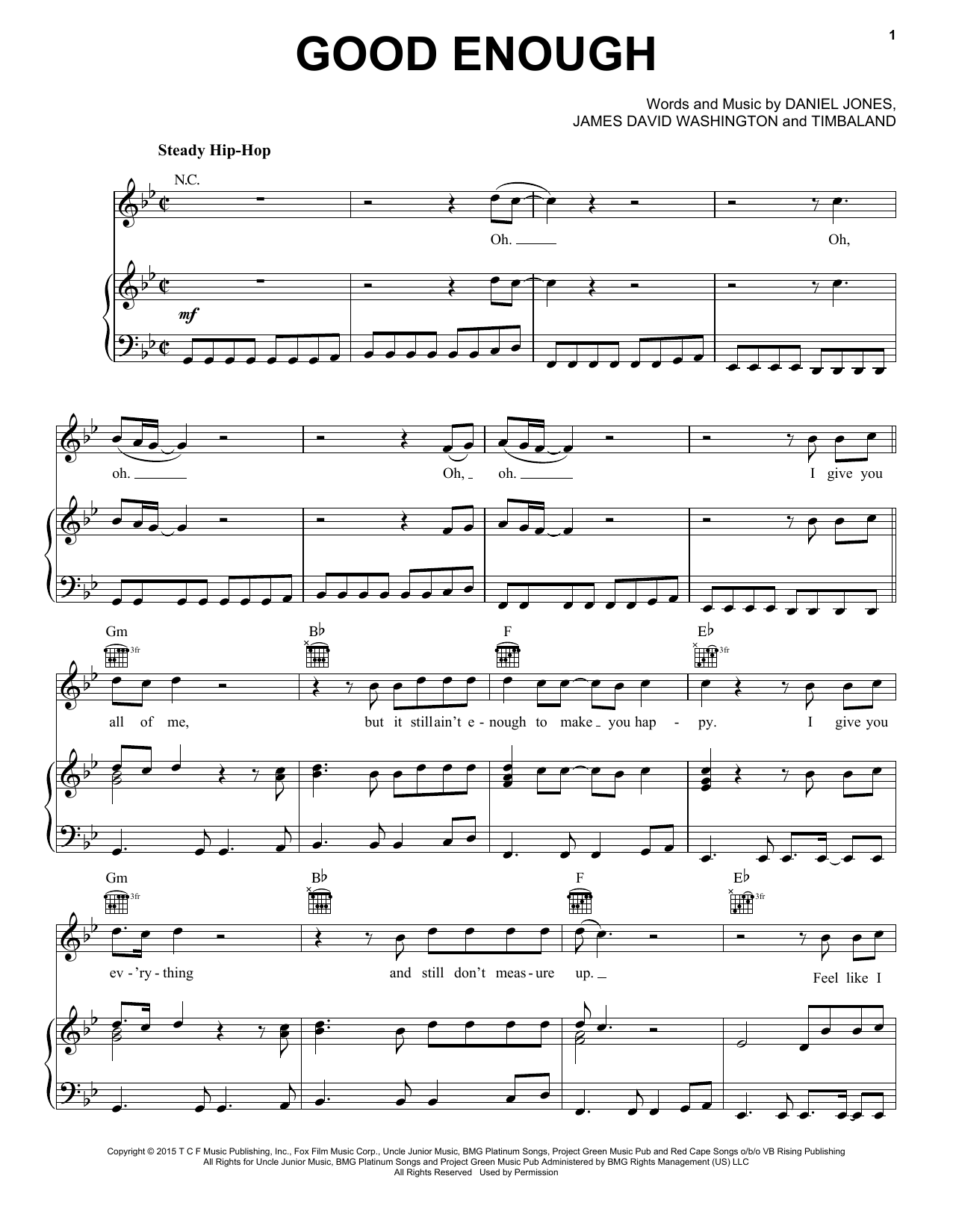 Download Jamal Lyon/Jussie Smollett Good Enough Sheet Music and learn how to play Piano, Vocal & Guitar (Right-Hand Melody) PDF digital score in minutes