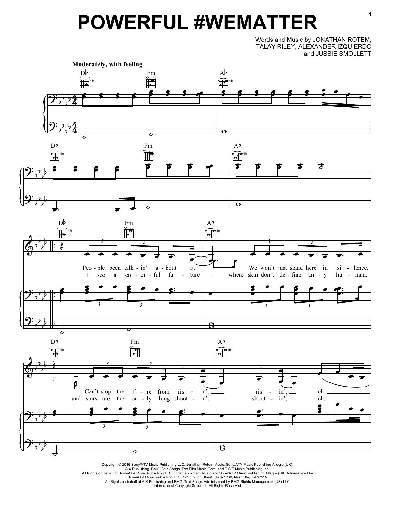 Download Empire Cast Powerful #WeMatter Sheet Music and learn how to play Piano, Vocal & Guitar (Right-Hand Melody) PDF digital score in minutes
