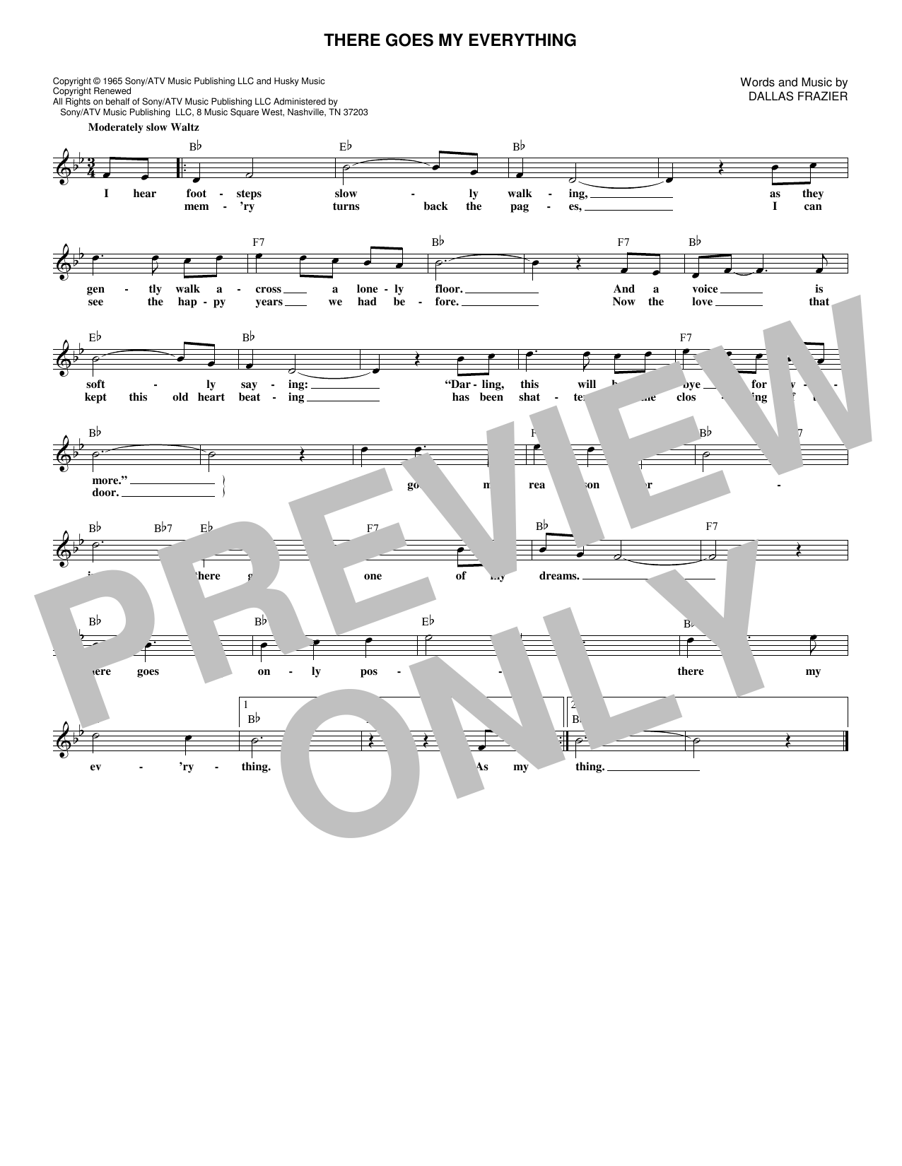 Download Engelbert Humperdinck There Goes My Everything Sheet Music and learn how to play Lead Sheet / Fake Book PDF digital score in minutes