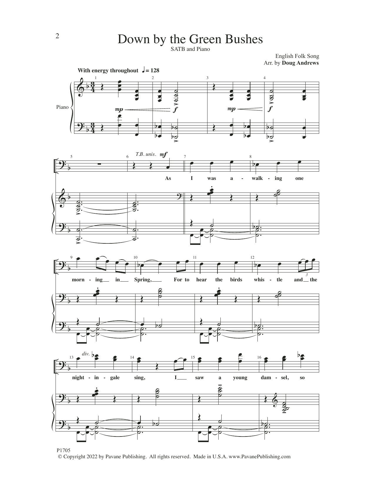 Download English Folk Song Down by the Green Bushes (arr. Doug Andrews) Sheet Music and learn how to play SATB Choir PDF digital score in minutes