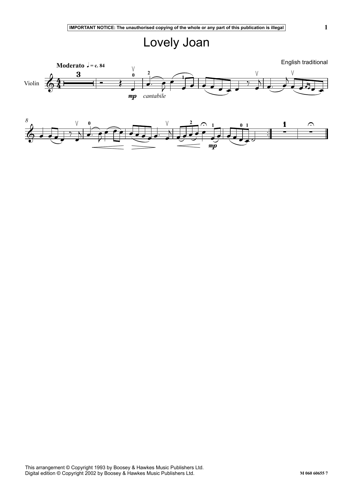 Download English Traditional Lovely Joan Sheet Music and learn how to play Instrumental Solo PDF digital score in minutes