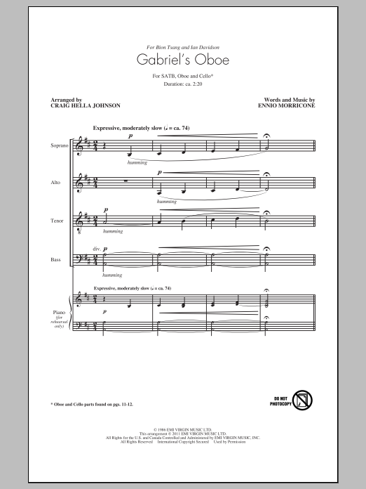 Download Craig Hella Johnson Gabriel's Oboe Sheet Music and learn how to play SATB PDF digital score in minutes