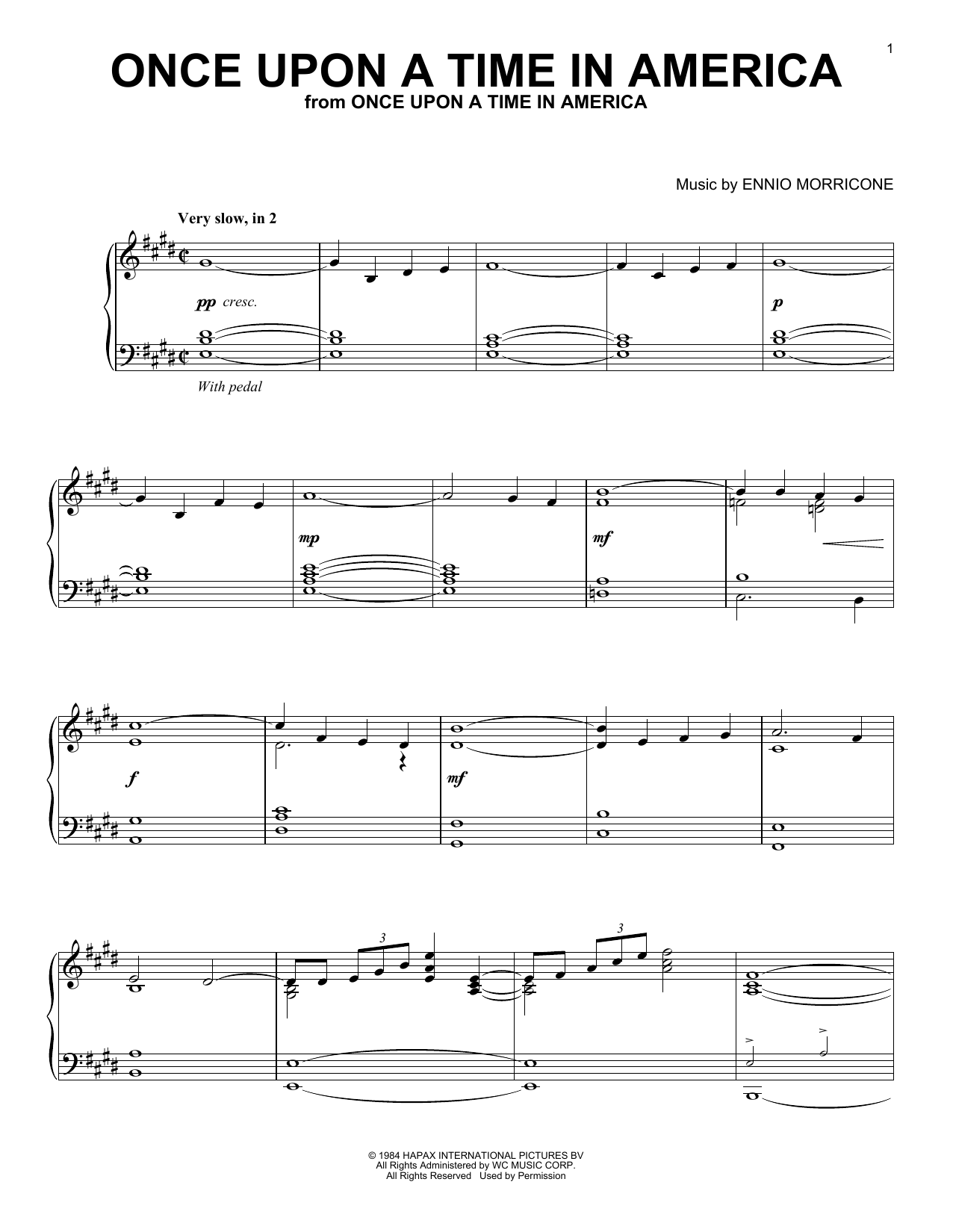 Download Ennio Morricone Once Upon A Time In America (from Once Upon A Time In America) Sheet Music and learn how to play Piano Solo PDF digital score in minutes