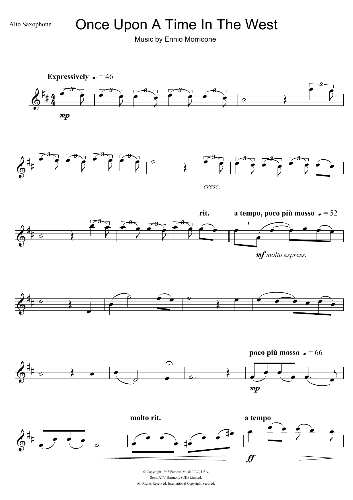 Download Ennio Morricone Once Upon A Time In The West (Theme) Sheet Music and learn how to play Clarinet PDF digital score in minutes