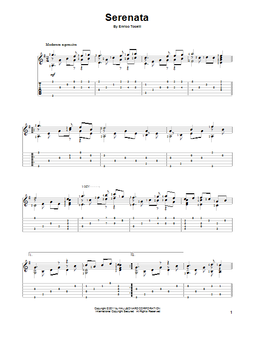 Download Enrico Toselli Serenata Sheet Music and learn how to play Piano, Vocal & Guitar Chords (Right-Hand Melody) PDF digital score in minutes