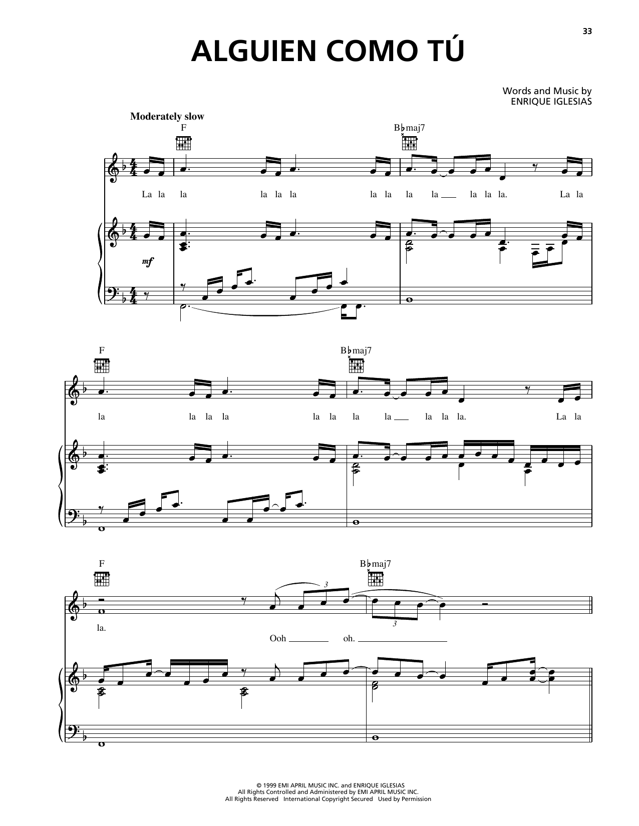 Download Enrique Iglesias Alguien Como Tu Sheet Music and learn how to play Piano, Vocal & Guitar Chords (Right-Hand Melody) PDF digital score in minutes