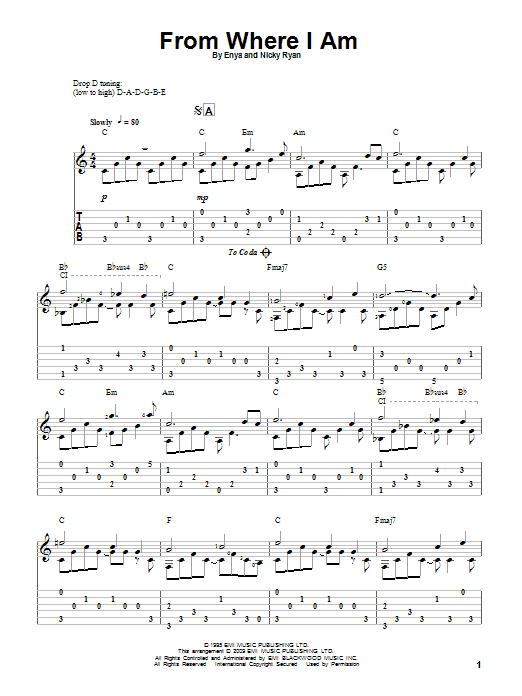 Download Enya From Where I Am Sheet Music and learn how to play Guitar Tab PDF digital score in minutes