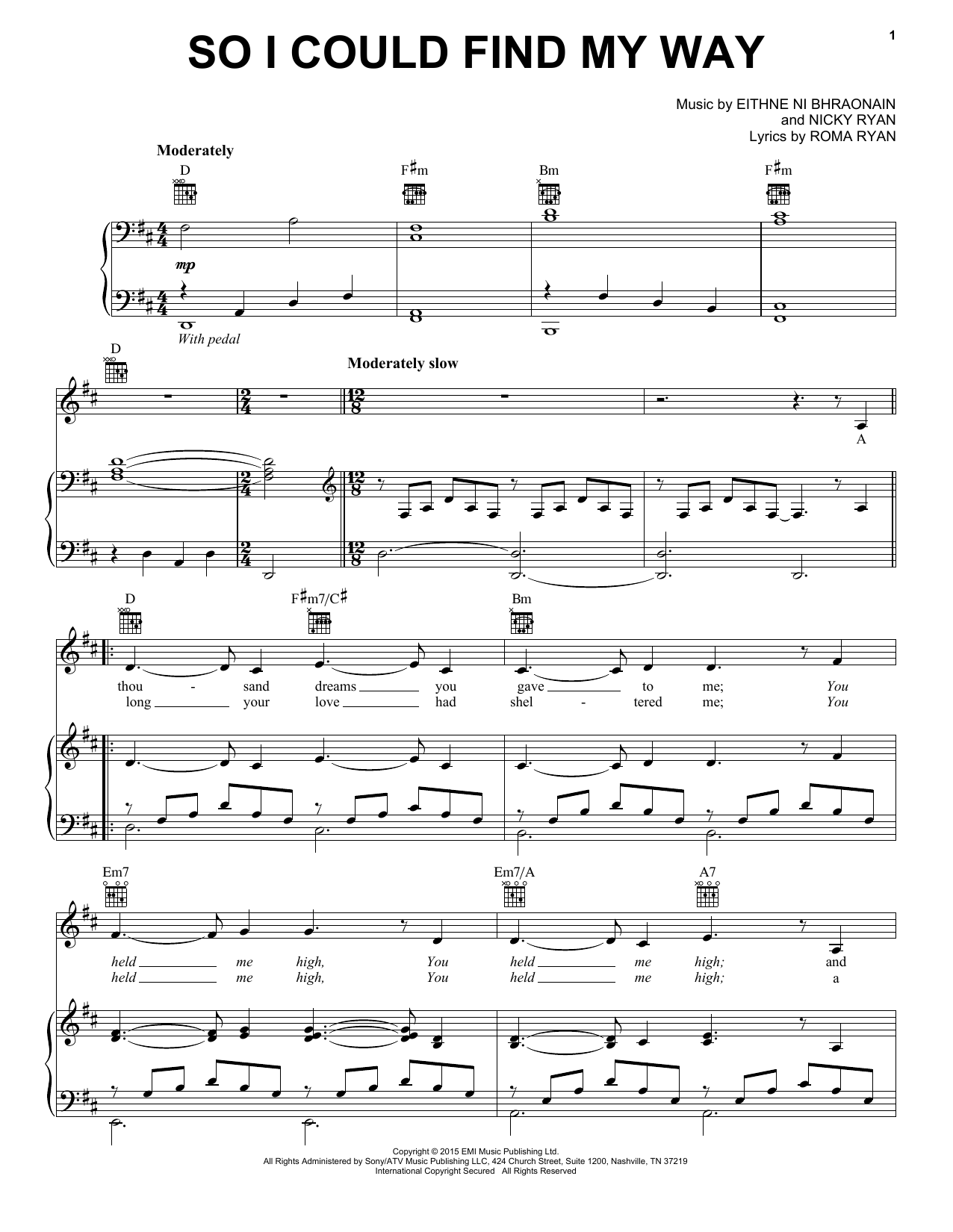 Download Enya So I Could Find My Way Sheet Music and learn how to play Piano, Vocal & Guitar (Right-Hand Melody) PDF digital score in minutes