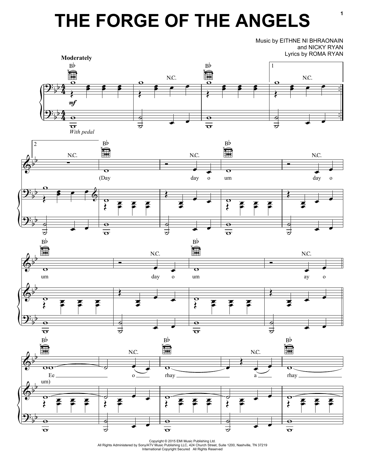 Download Enya The Forge Of The Angels Sheet Music and learn how to play Piano, Vocal & Guitar (Right-Hand Melody) PDF digital score in minutes