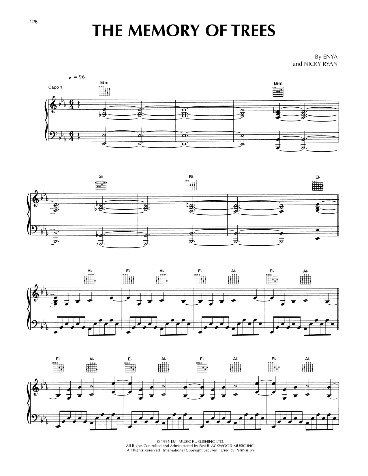 Download Enya The Memory Of Trees Sheet Music and learn how to play Piano Solo PDF digital score in minutes