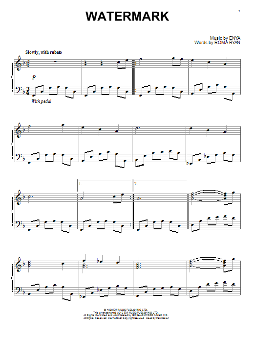 Download Enya Watermark Sheet Music and learn how to play Piano PDF digital score in minutes