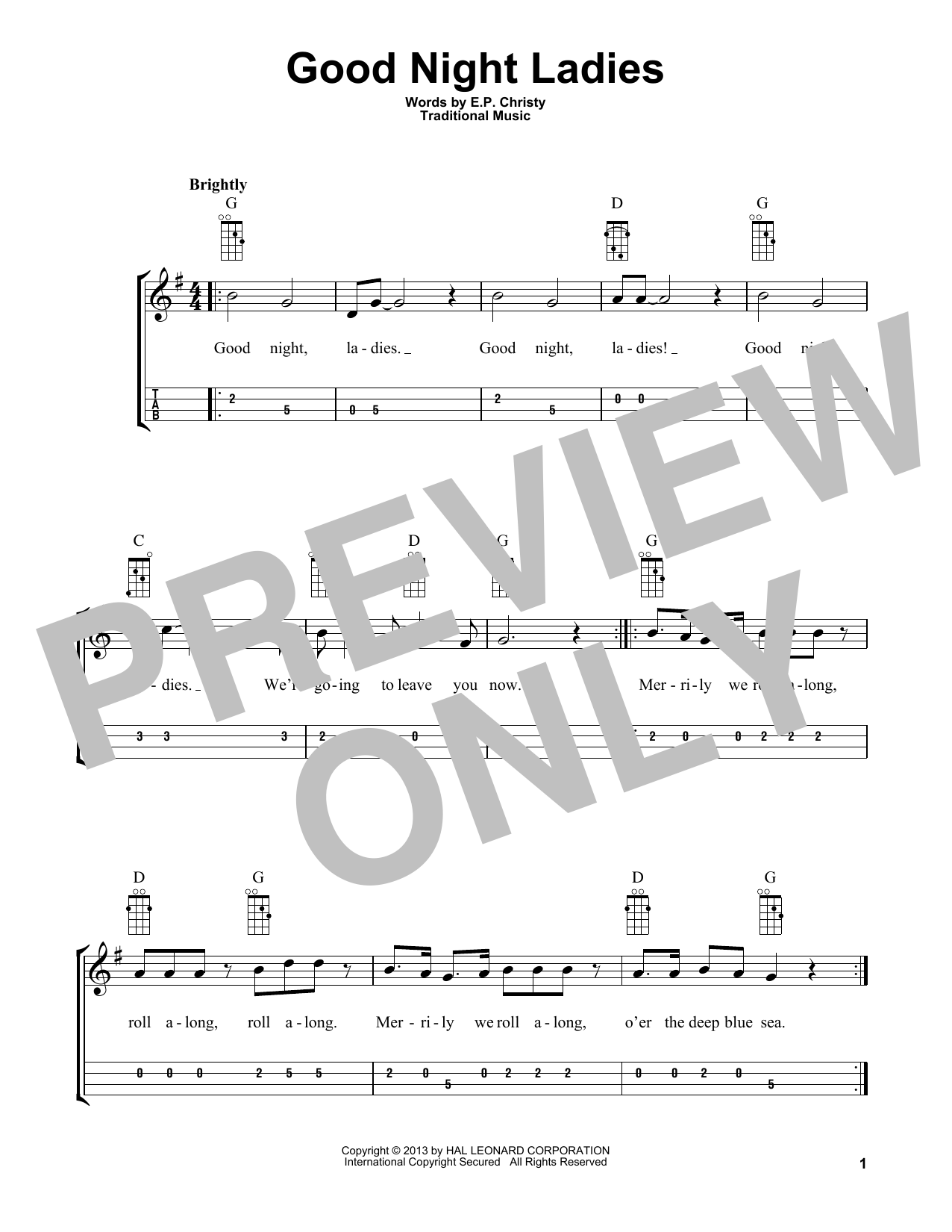 Download E.P. Christy Good Night Ladies (arr. Bobby Westfall) Sheet Music and learn how to play Mandolin PDF digital score in minutes