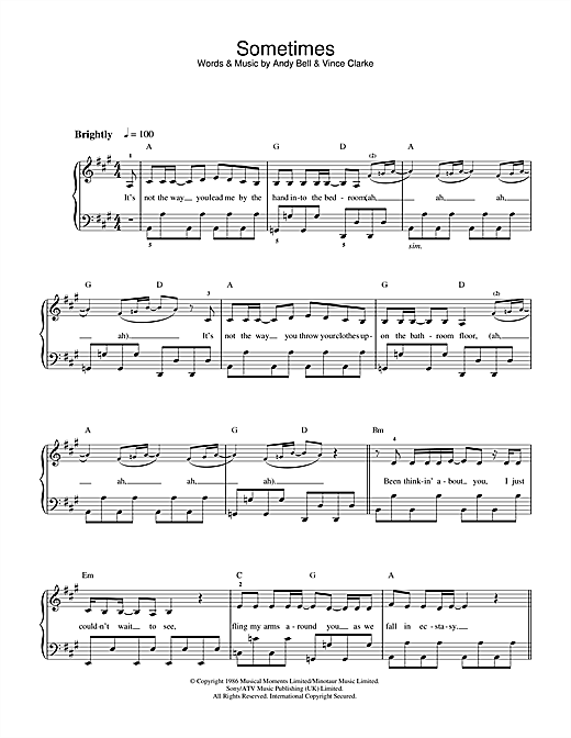 Download Erasure Sometimes Sheet Music and learn how to play Keyboard PDF digital score in minutes