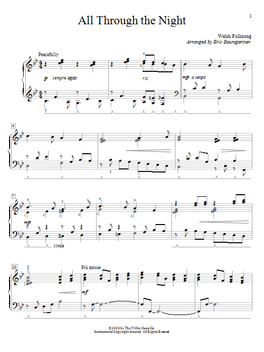 Download Eric Baumgartner All Through The Night Sheet Music and learn how to play Easy Piano PDF digital score in minutes