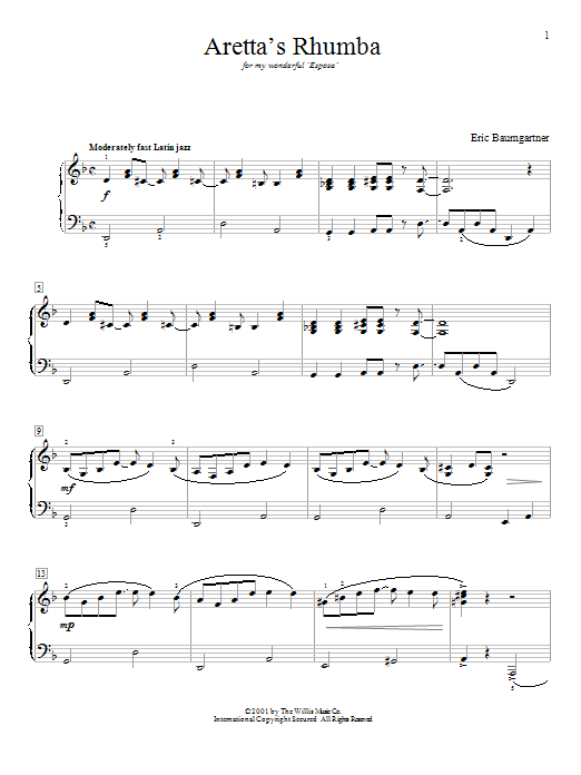 Download Eric Baumgartner Aretta's Rhumba Sheet Music and learn how to play Easy Piano PDF digital score in minutes
