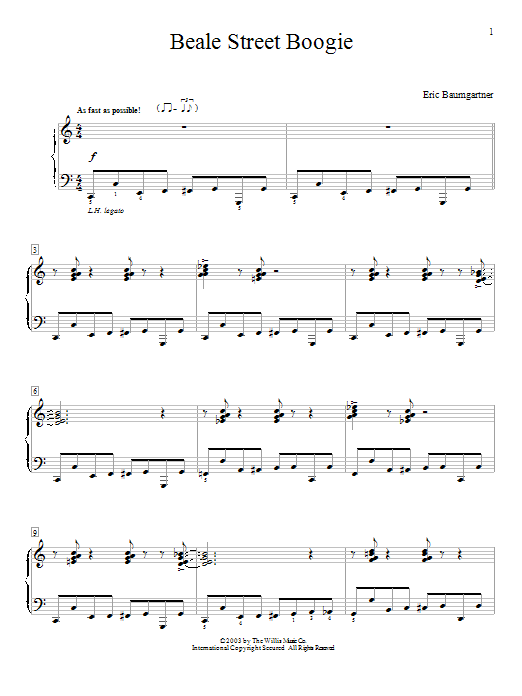 Download Eric Baumgartner Beale Street Boogie Sheet Music and learn how to play Easy Piano PDF digital score in minutes