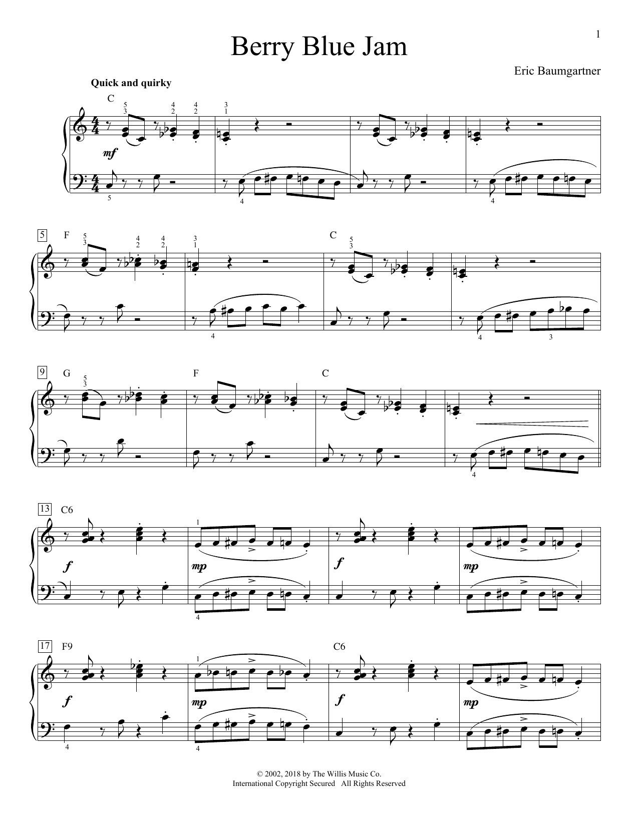 Download Eric Baumgartner Berry Blue Jam Sheet Music and learn how to play Educational Piano PDF digital score in minutes