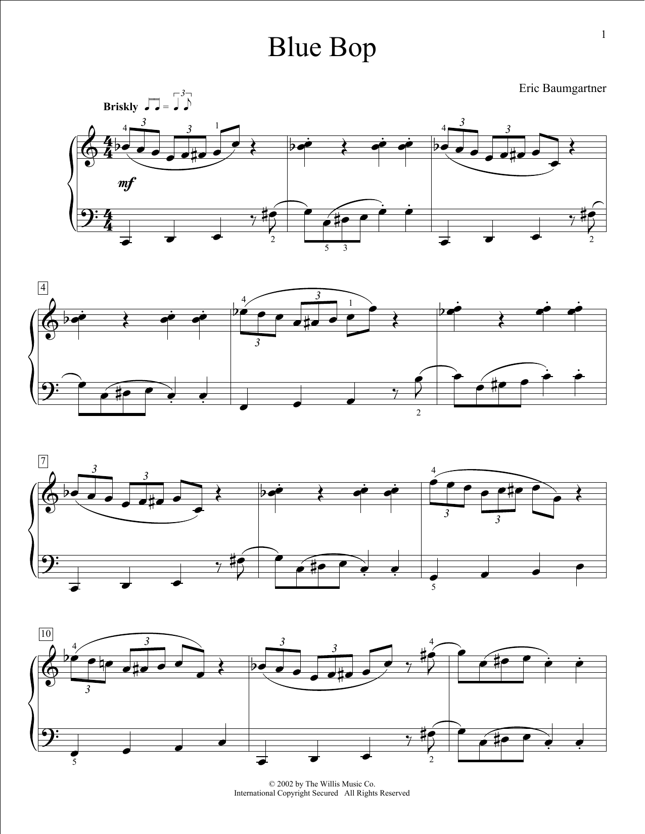 Download Eric Baumgartner Blue Bop Sheet Music and learn how to play Educational Piano PDF digital score in minutes