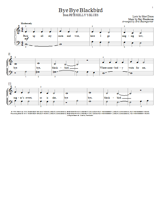 Download Eric Baumgartner Bye Bye Blackbird Sheet Music and learn how to play Easy Piano PDF digital score in minutes