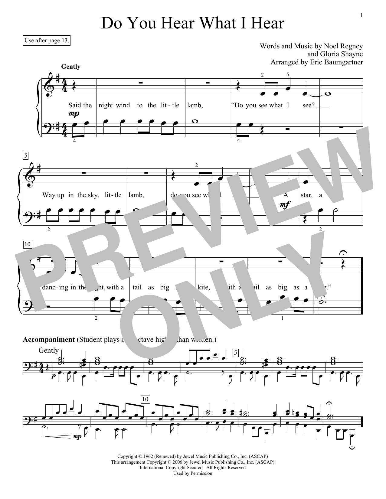 Download Eric Baumgartner Do You Hear What I Hear Sheet Music and learn how to play Easy Piano PDF digital score in minutes