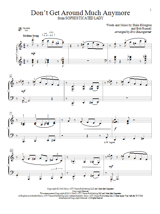 Download Eric Baumgartner Don't Get Around Much Anymore Sheet Music and learn how to play Easy Piano PDF digital score in minutes