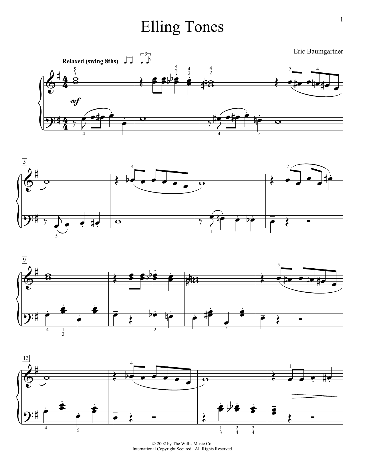 Download Eric Baumgartner Elling Tones Sheet Music and learn how to play Educational Piano PDF digital score in minutes