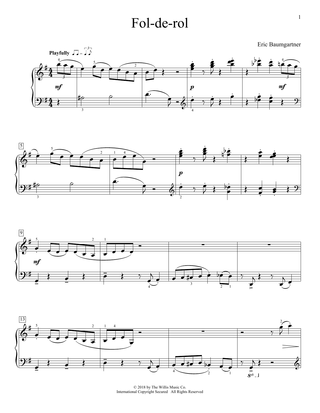 Download Eric Baumgartner Fol-De-Rol Sheet Music and learn how to play Educational Piano PDF digital score in minutes