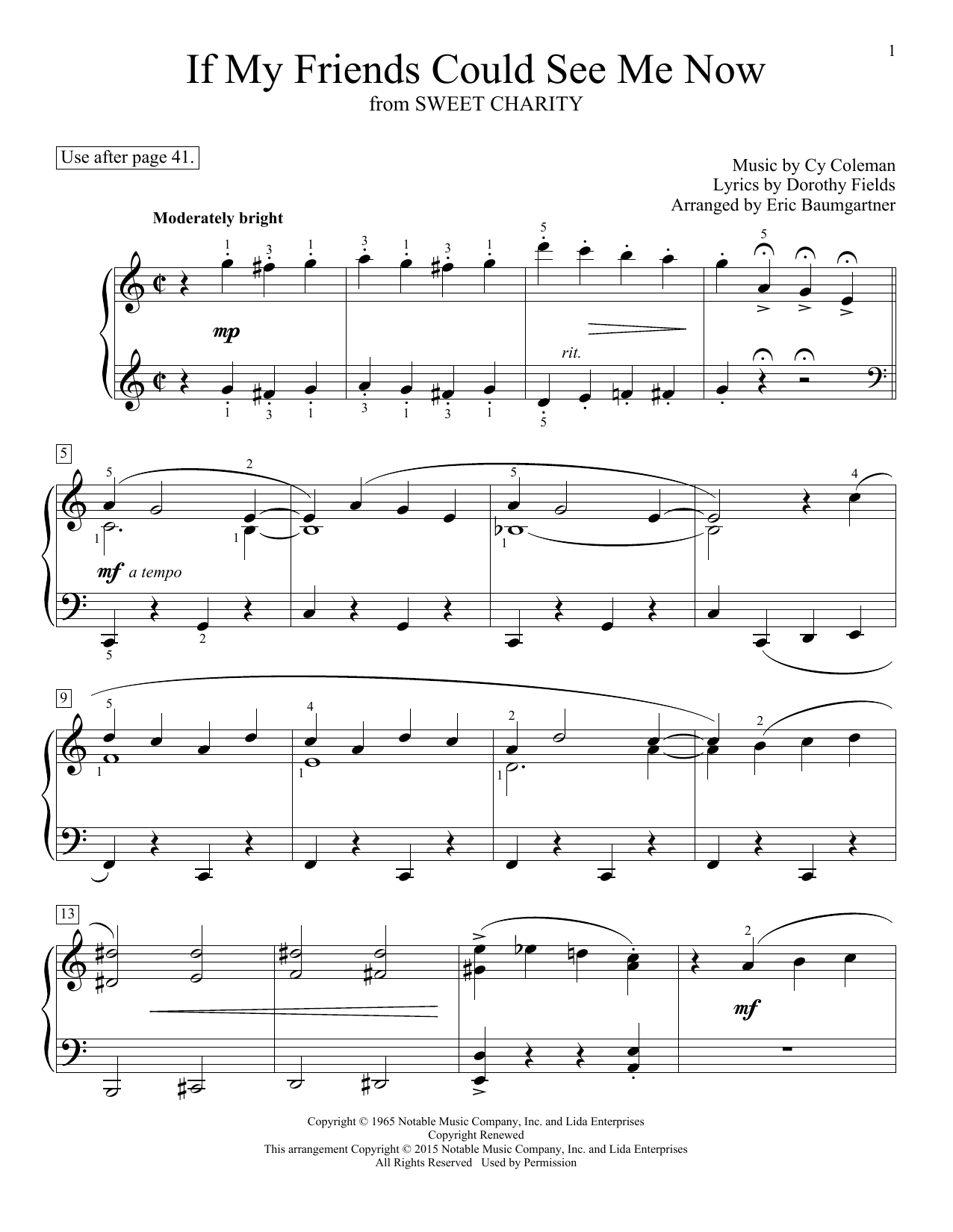 Download Cy Coleman If My Friends Could See Me Now Sheet Music and learn how to play Easy Piano PDF digital score in minutes