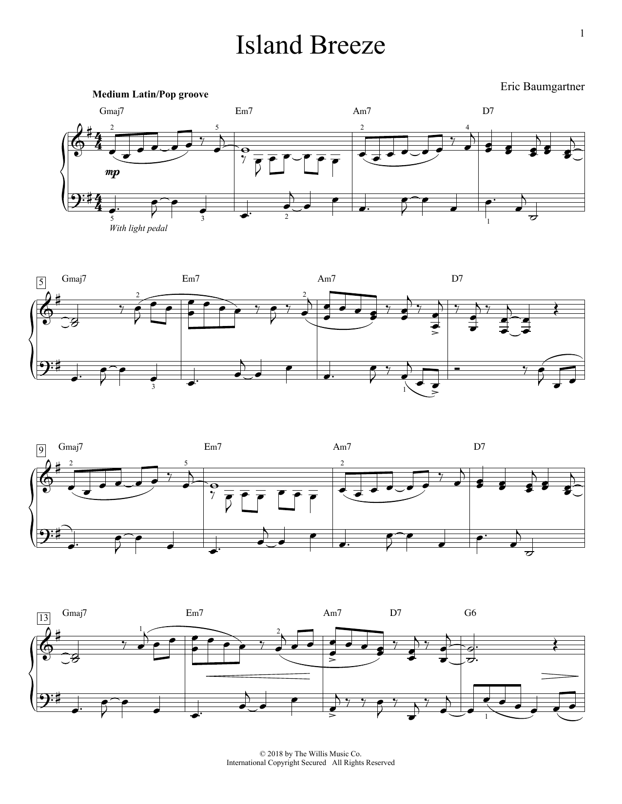 Download Eric Baumgartner Island Breeze Sheet Music and learn how to play Educational Piano PDF digital score in minutes