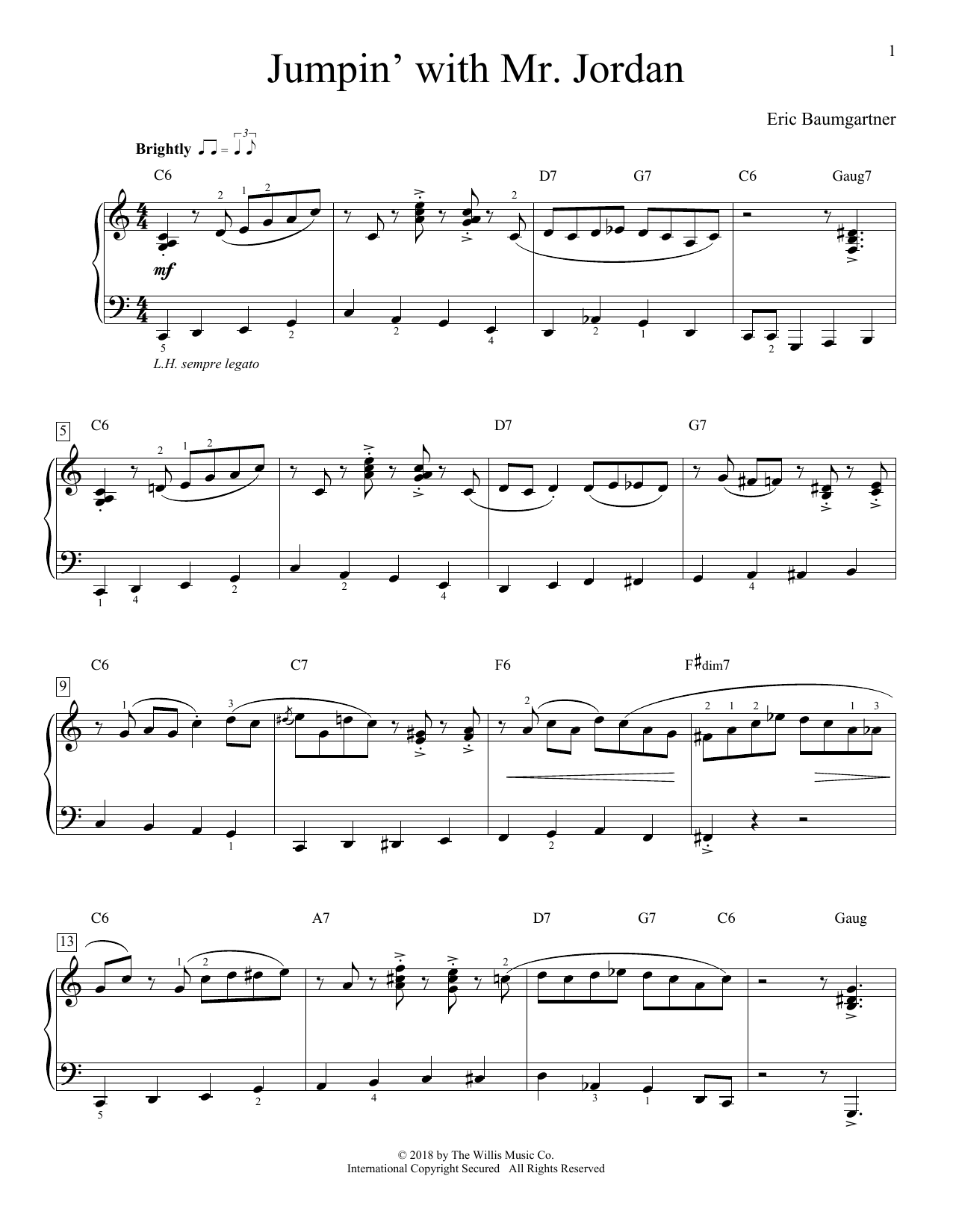 Download Eric Baumgartner Jumpin' With Mr. Jordan Sheet Music and learn how to play Piano Duet PDF digital score in minutes