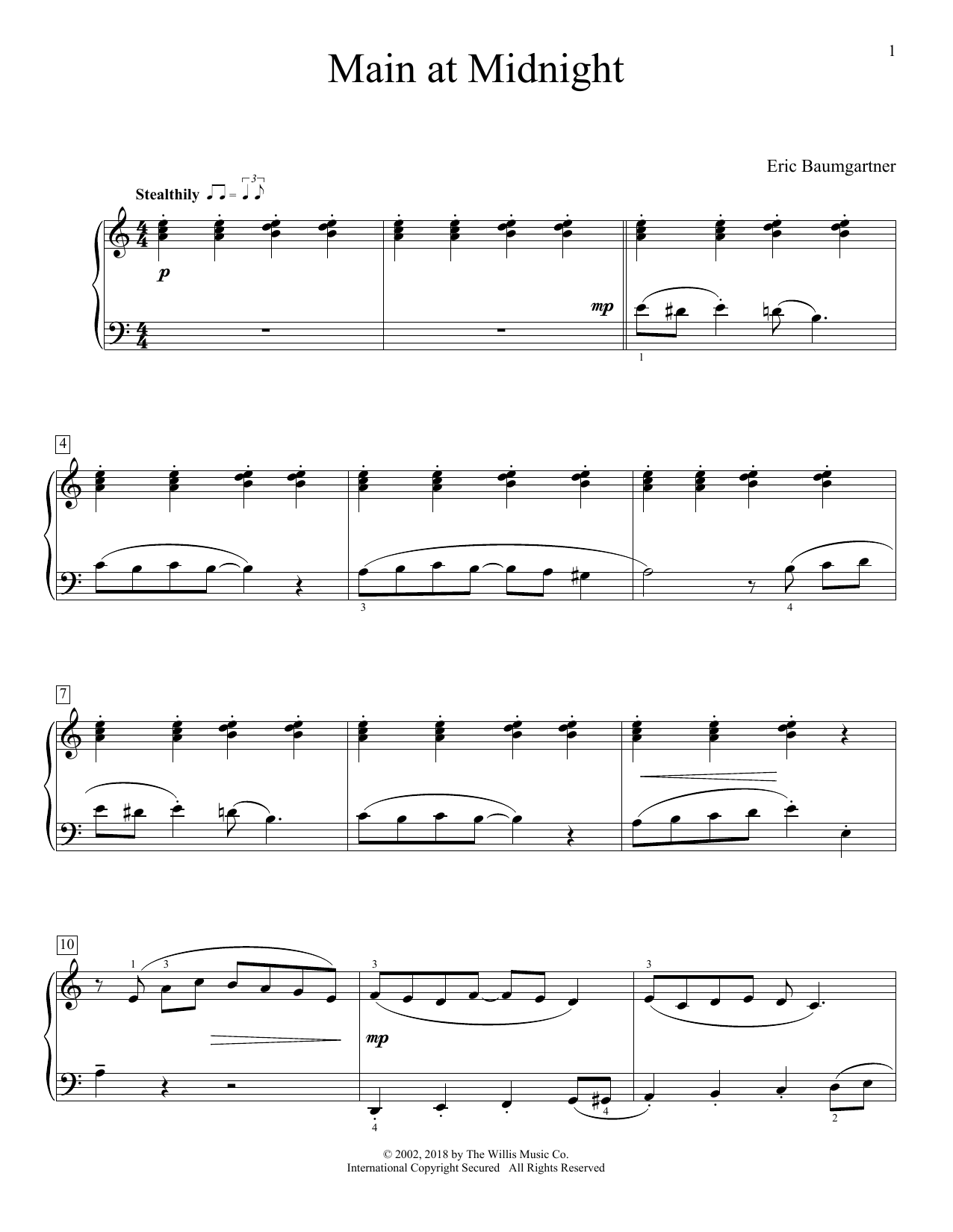Download Eric Baumgartner Main At Midnight Sheet Music and learn how to play Educational Piano PDF digital score in minutes