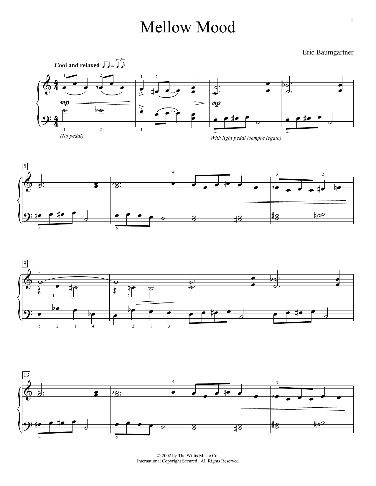 Download Eric Baumgartner Mellow Mood Sheet Music and learn how to play Educational Piano PDF digital score in minutes