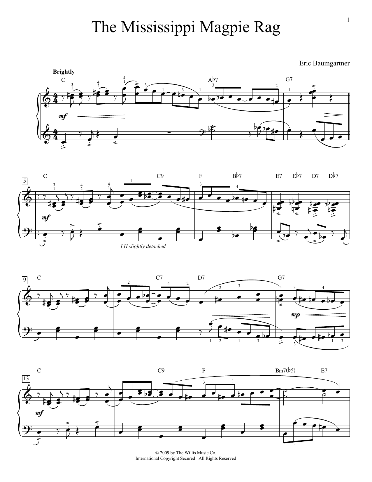 Download Eric Baumgartner Mississippi Magpie Rag Sheet Music and learn how to play Educational Piano PDF digital score in minutes