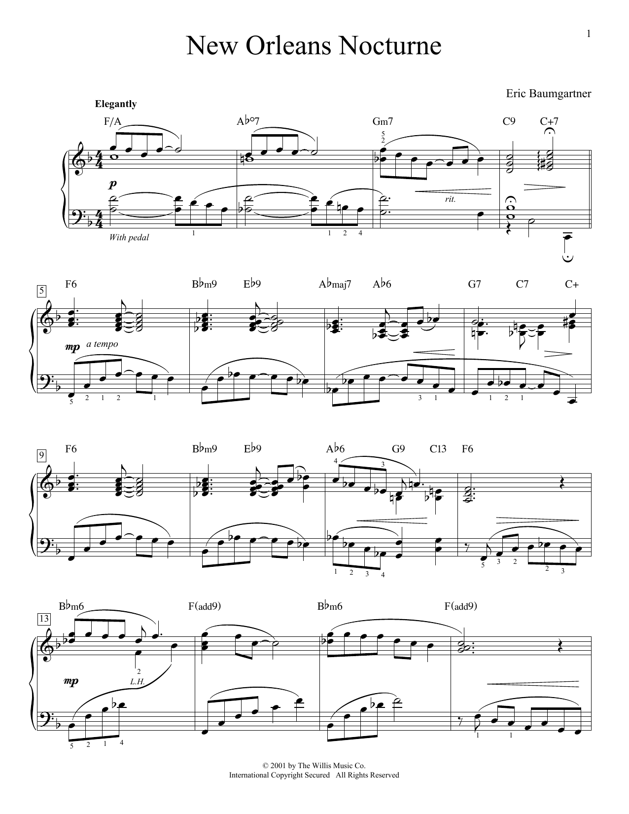 Download Eric Baumgartner New Orleans Nocturne Sheet Music and learn how to play Educational Piano PDF digital score in minutes