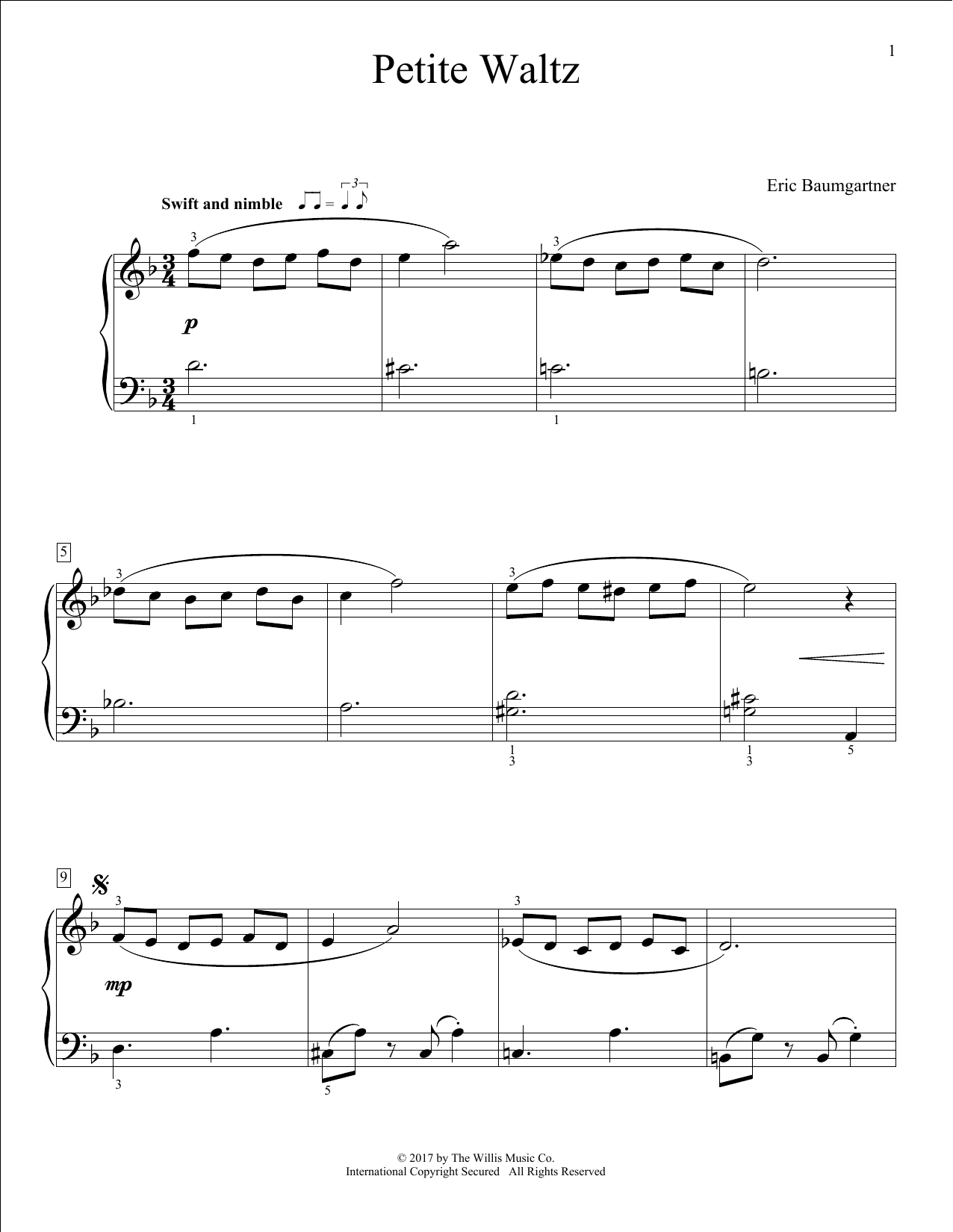 Download Eric Baumgartner Petite Waltz Sheet Music and learn how to play Educational Piano PDF digital score in minutes