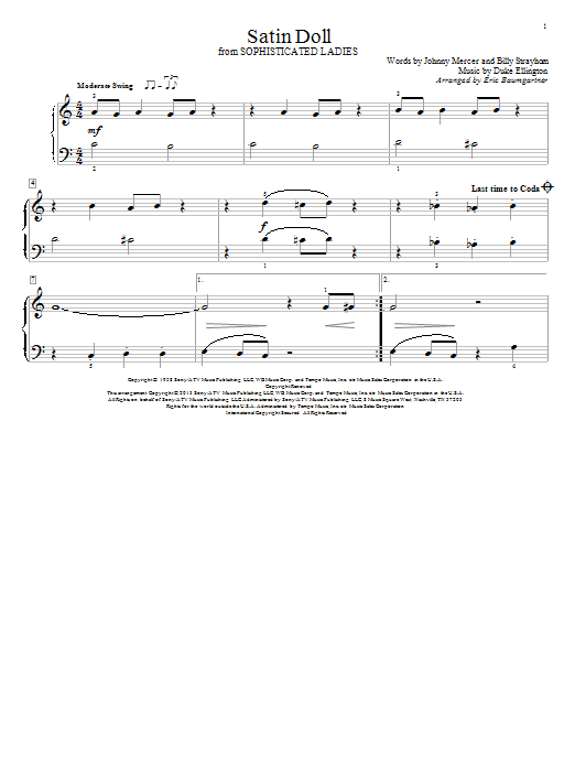 Download Eric Baumgartner Satin Doll Sheet Music and learn how to play Easy Piano PDF digital score in minutes